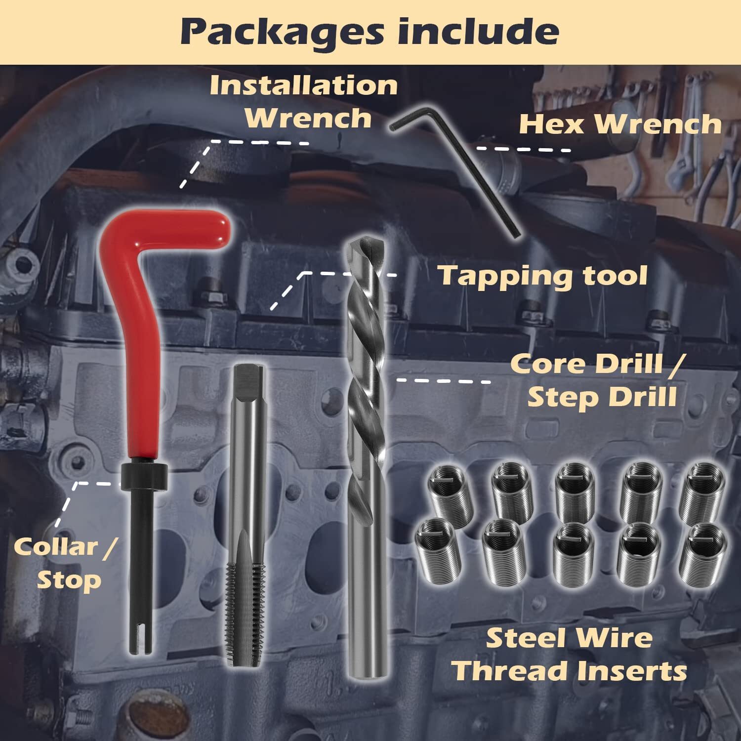 1420 Engine Cylinder Head Bolts Thread Repair Kit for Honda Toyota 11.5mm x 1.5