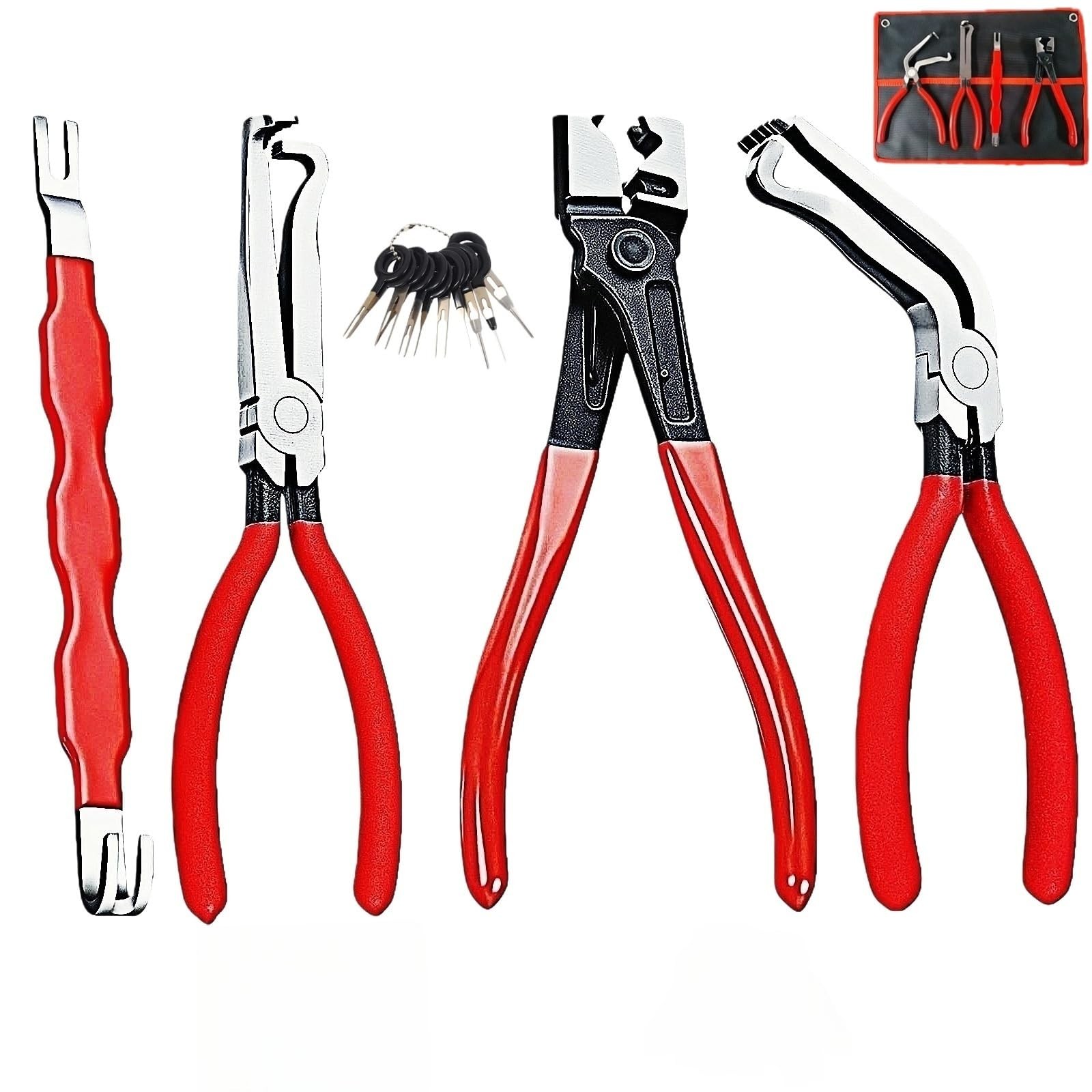 DGZMJJ 4-in-1 Automotive Clip Pliers Set, Electrical Disconnect & Black