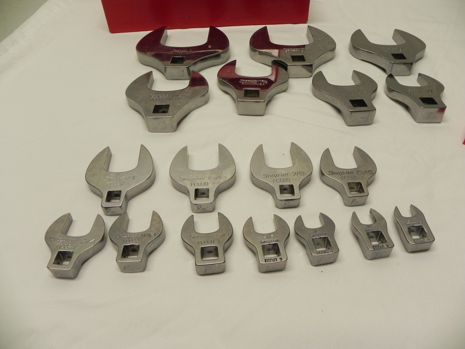 Snap-On 18 Pc 1/2» & 3/8» Dr SAE Open-End Crowfoot Wrench Set KRA40 Metal Box