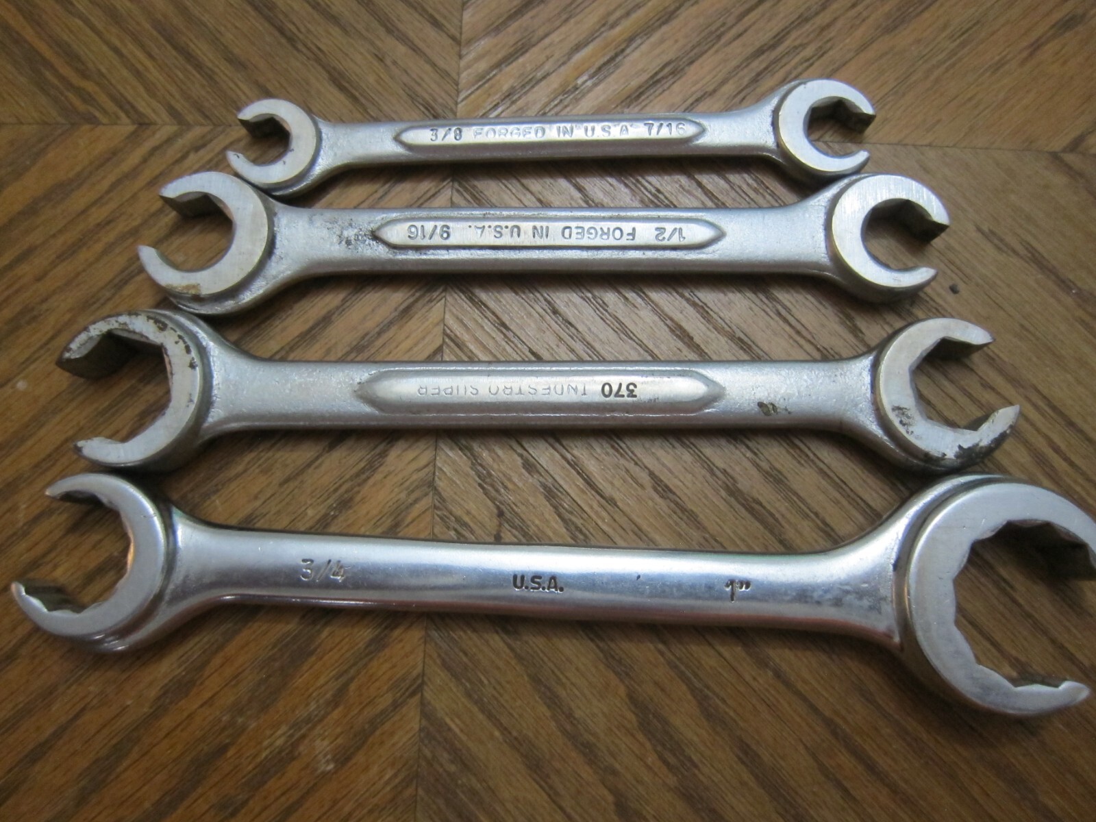 Indestro Flare Nut Wrench Set Vintage USA 1» 3/4, 5/8 3/4, 9/16 1/2, 3/8 7/16