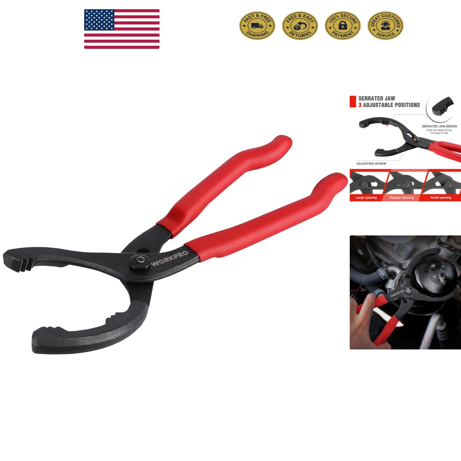 Professional 12-Inch Oil Filter Pliers – High Carbon Steel with Rust Protection