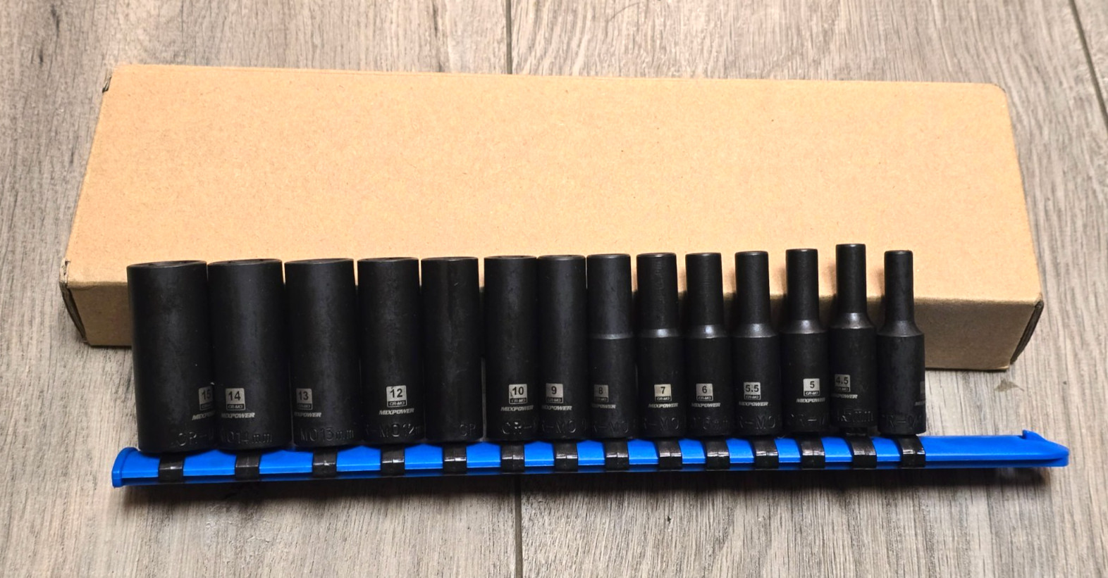 New 14 Pc 1/4″ dr Metric 6 Point Magnetic Deep Impact Socket Set, Metric, 4-15mm