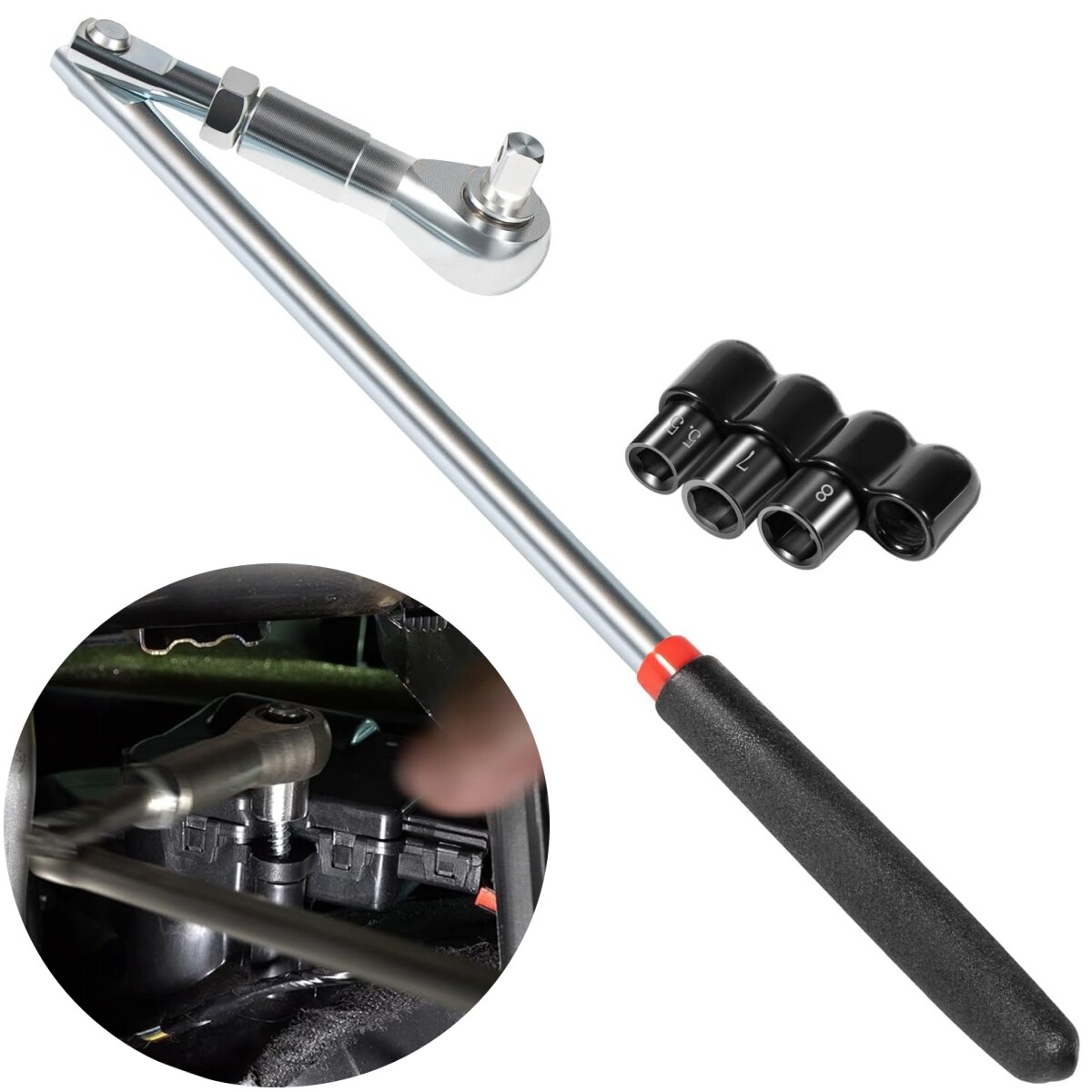 Actuator Motor Tool 64180 Set, 5.5mm 7mm 8mm Socket & 1/4″ Square Drive Adapter