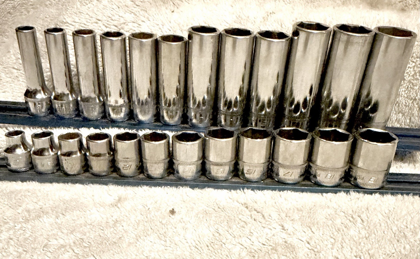 Snap-on 3/8″ Drive Metric Socket Set 8-19mm Shallow FSM Deep SFSM 6 Pt NICE USA
