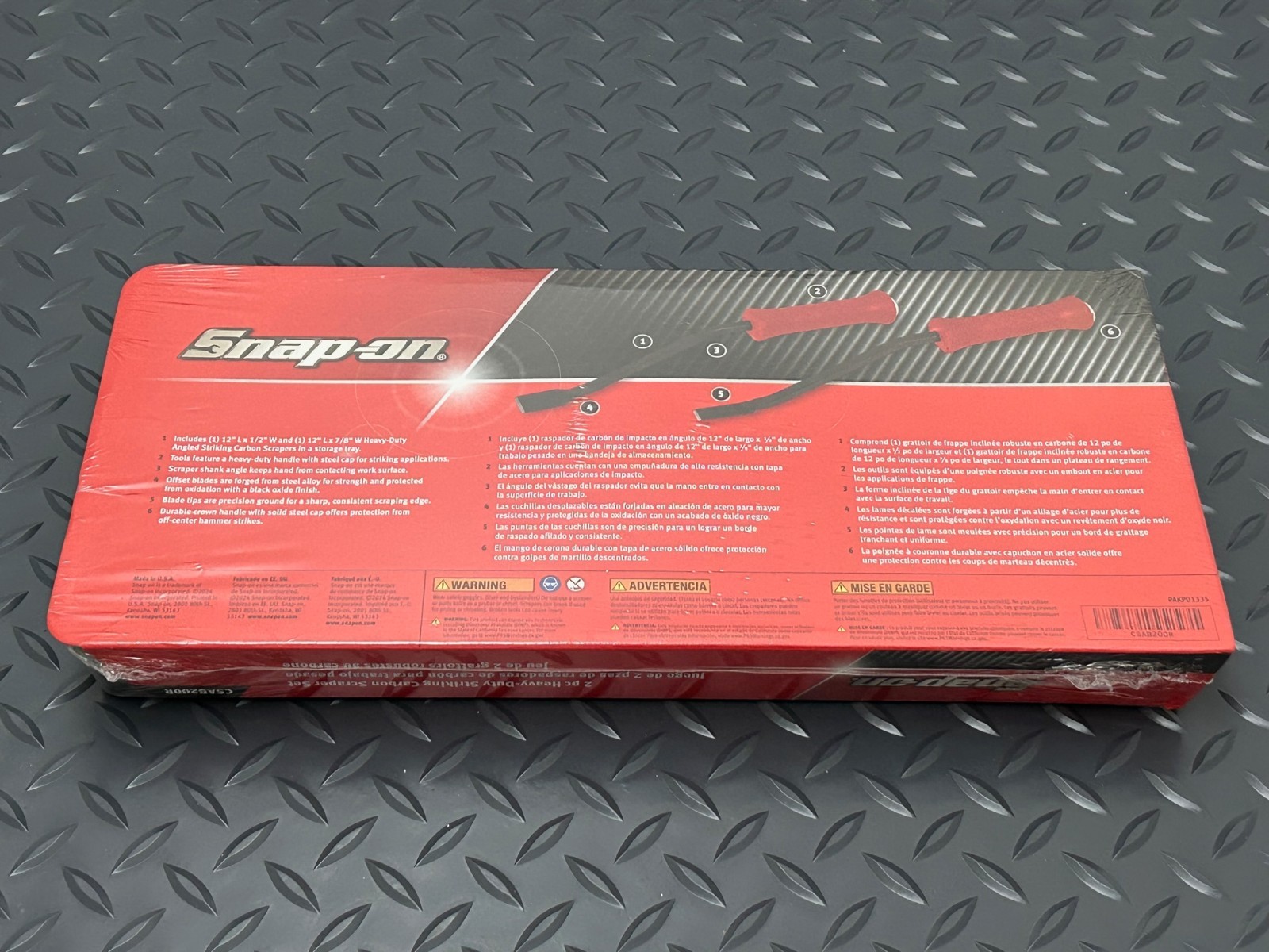 Snap-on Tools NEW RED 2pc Heavy-Duty Angled Striking Carbon Scraper Set CSAB200R
