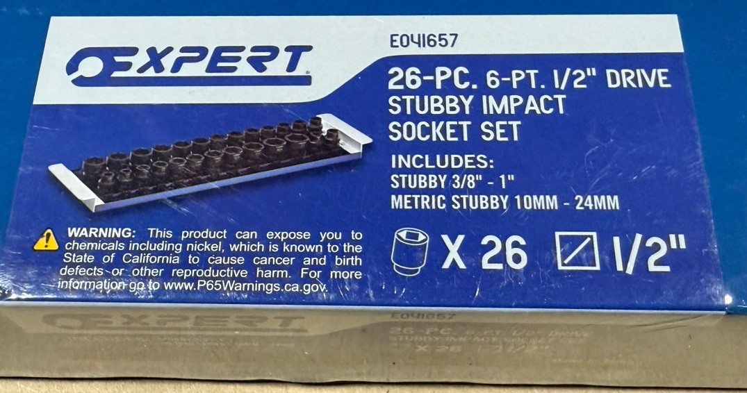 Expert 26pc 1/2” Drive Stubby Impact Socket Set SAE & Metric E041657 by Mac NEW