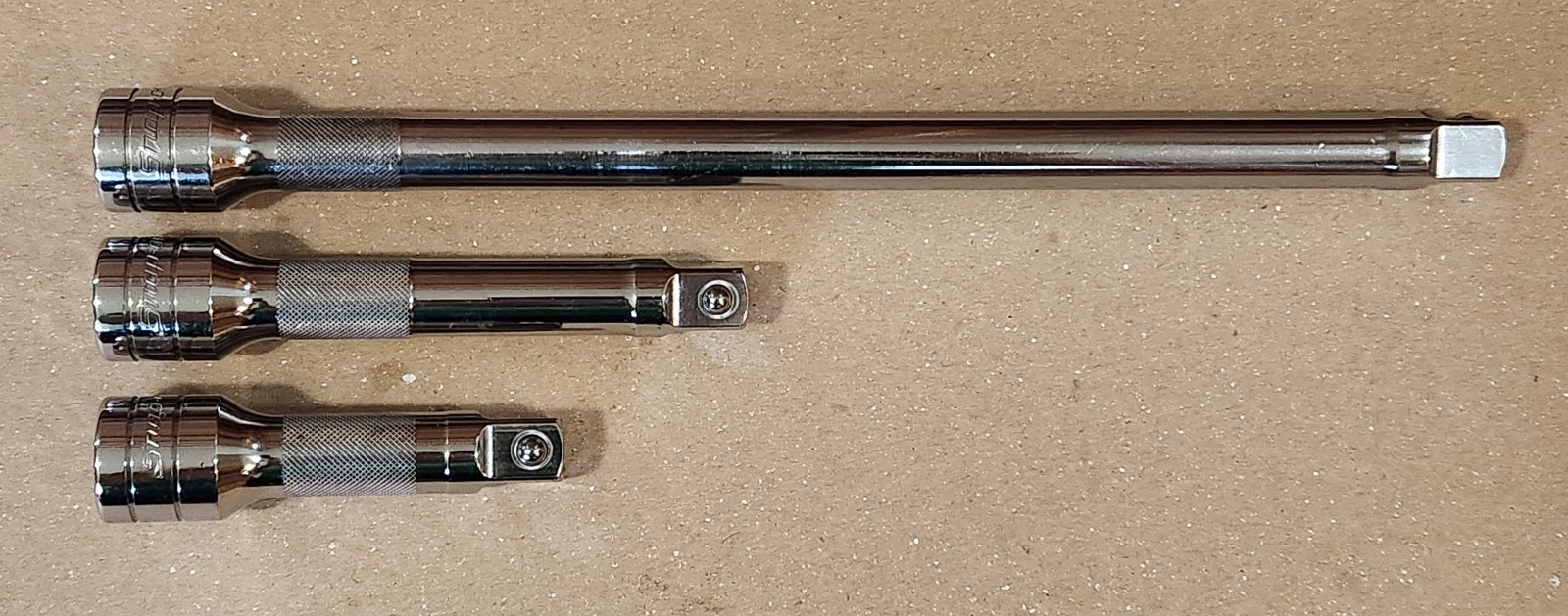 Snap On SXK3 SXK5 SXK11 3 Piece 1/2″ Drive Knurled Socket Extension Set