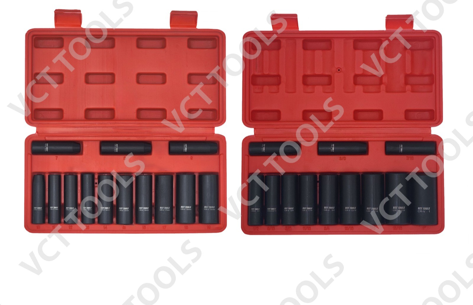 25pc 3/8″ Drive Deep Impact Socket Set 6-Point SAE 5/16″ -1″ & MM 7mm- 19mm