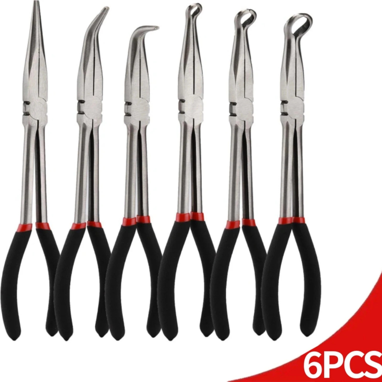 6Pack 11 Inch Long Reach Needle Nose Pliers Set Precision Long Nose Pliers Kit