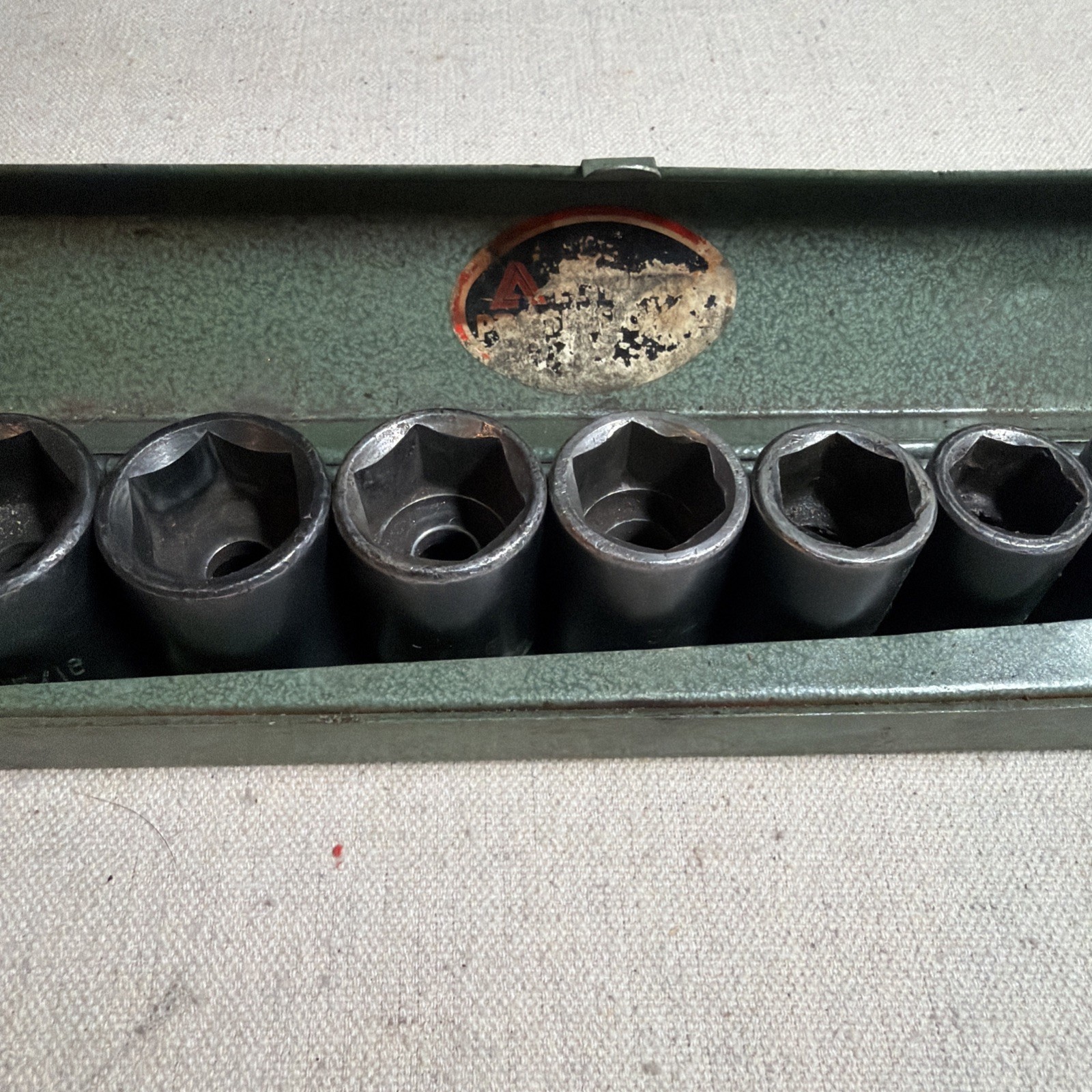Vintage 1/2” Drive 10 piece Impact Socket Set Alltrade Metal Case 7/16” – 1”