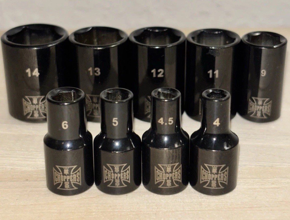 Jesse James West Coast Choppers Mac Tool 1/4” Drive METRIC 6 Pt Socket Set 9pc