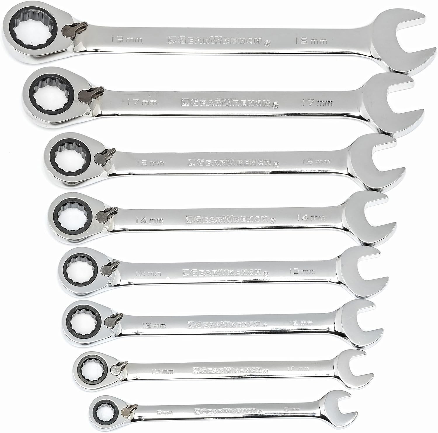 GEARWRENCH 8 Pc. 12 Pt. 8mm 10mm 12mm 13mm 14mm 15mm 17mm 19mm, Chrome