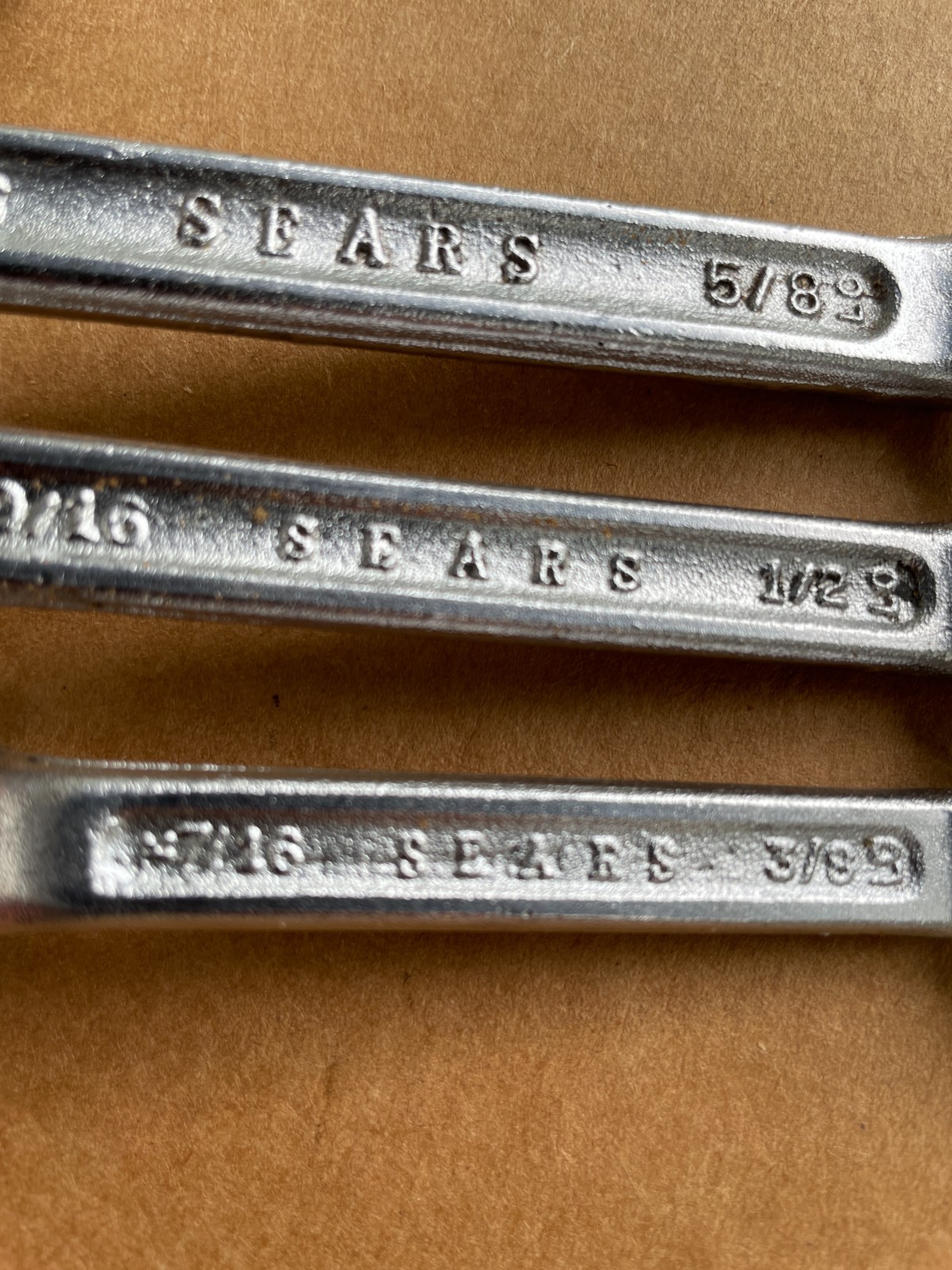 3 VTG SEARS Offset Double Box End Wrench Set 1/2 3/8 5/8 7/8 9/16 7/16 1/16 lock