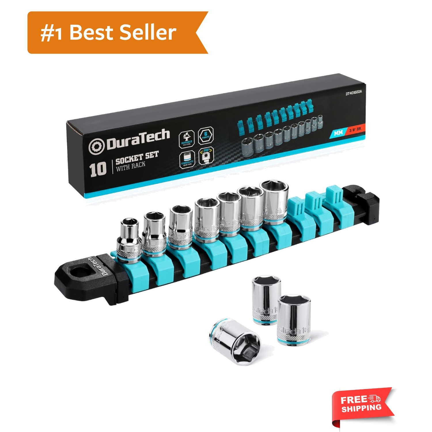 3/8″ Drive Socket Set, Metric Socket Set 10PCS, Mechanic Metric Socket Sets w…