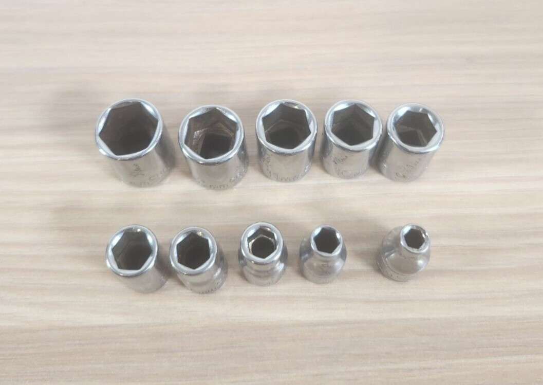 Craftsman 1/4 drive 6 pt sockets set of 10 EE VV w/ V ratchet, extension