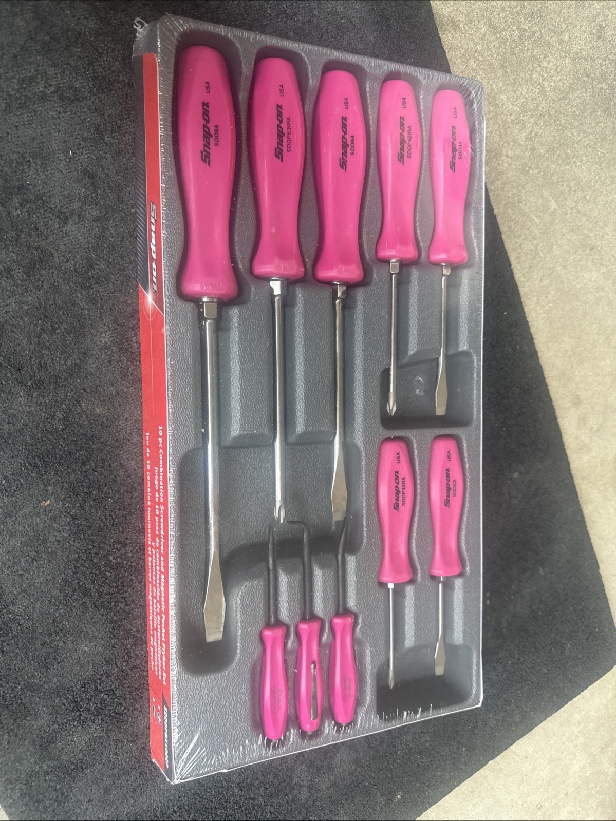 For Snap-on Tools ELECTRIC PINK 10pc Screwdriver/Pocket Prybar Set SDDDPBX100EP