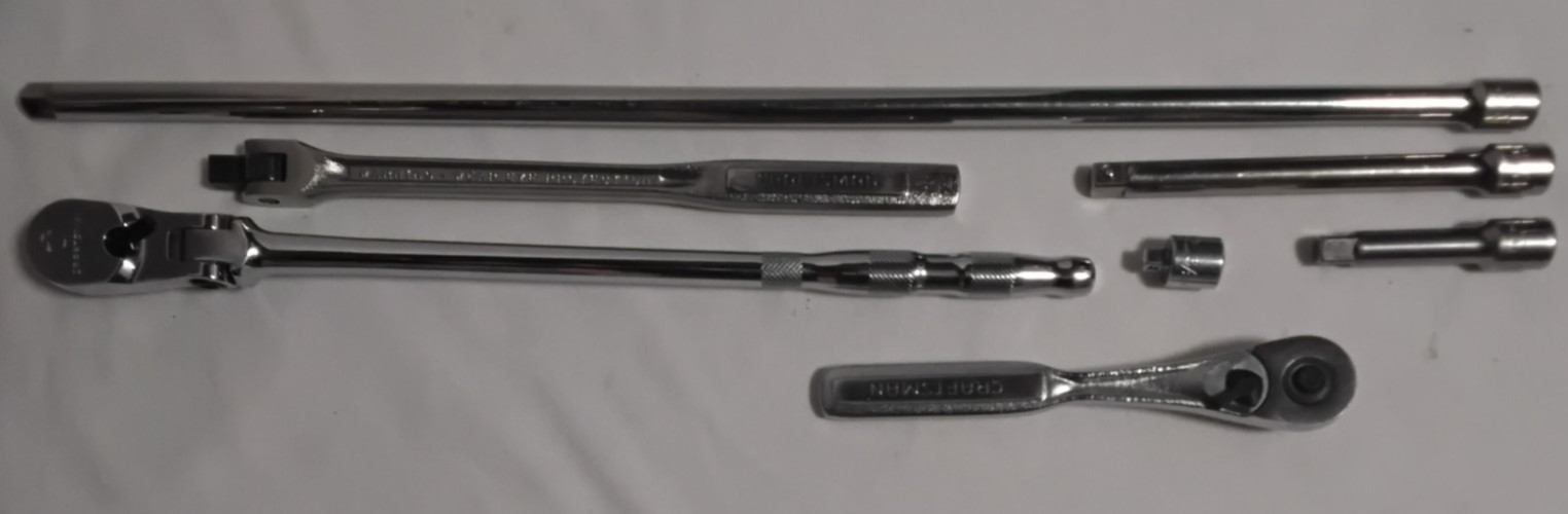 7PC Craftsman Flex Head Ratchet Breaker Bar Extension Ratchet 3/8″ Drive Lot Set