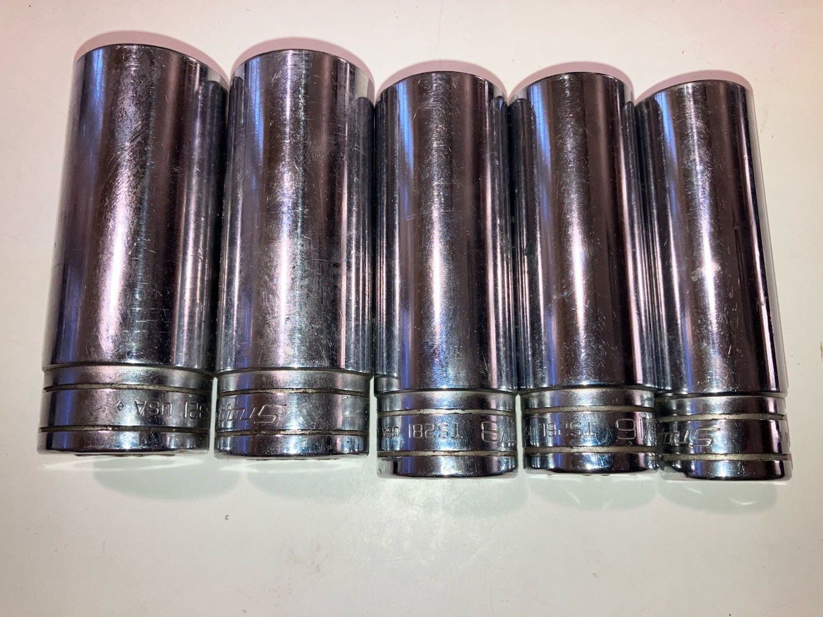 Snap-on 3/4 To 1” 6Pt 1/2 Deep Sockets Chrome TS241 TS261 TS281 TS301 TS321