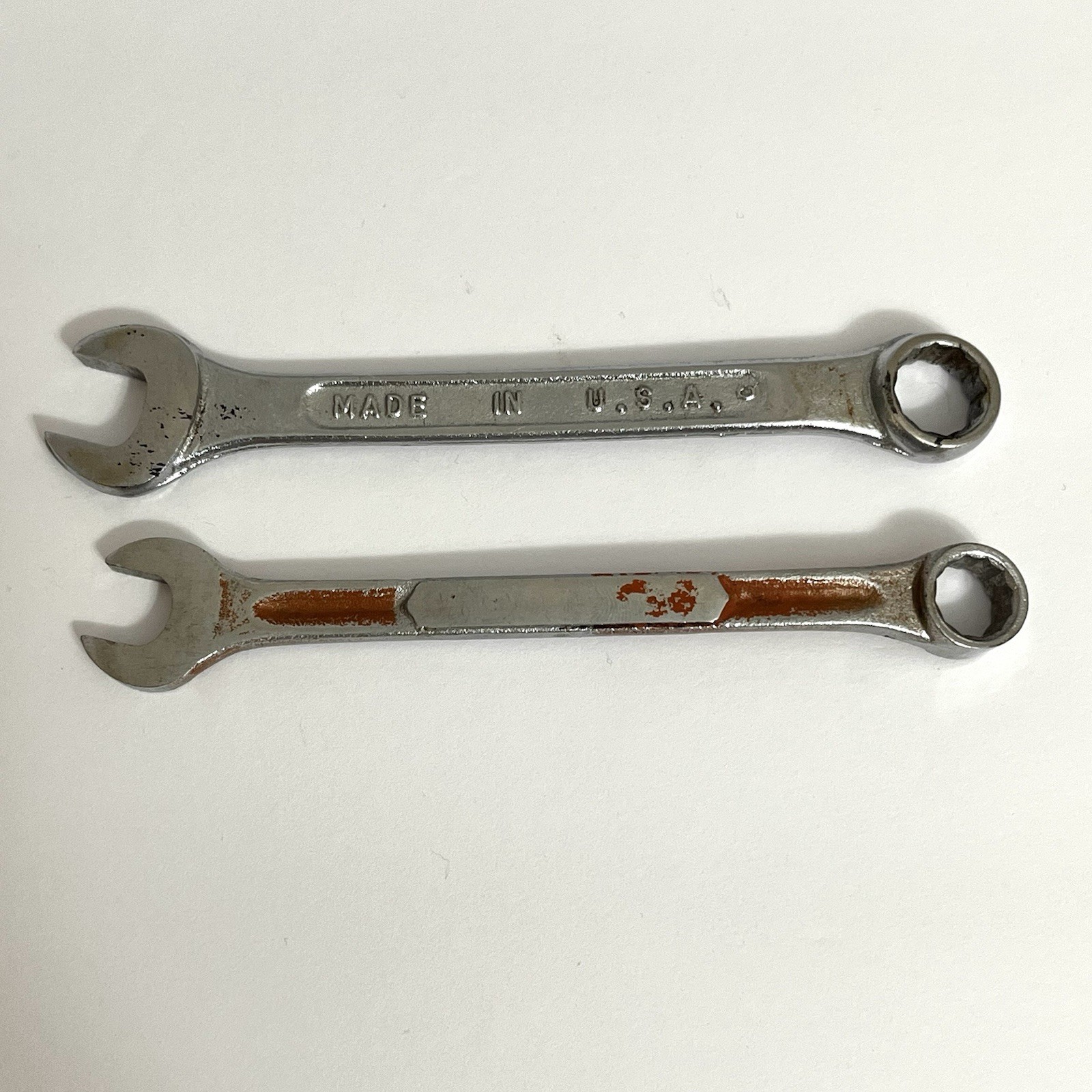 Lot of 2 Combination Wrench USA made Forged Steel 12 pt SAE 3/8 & 7/16