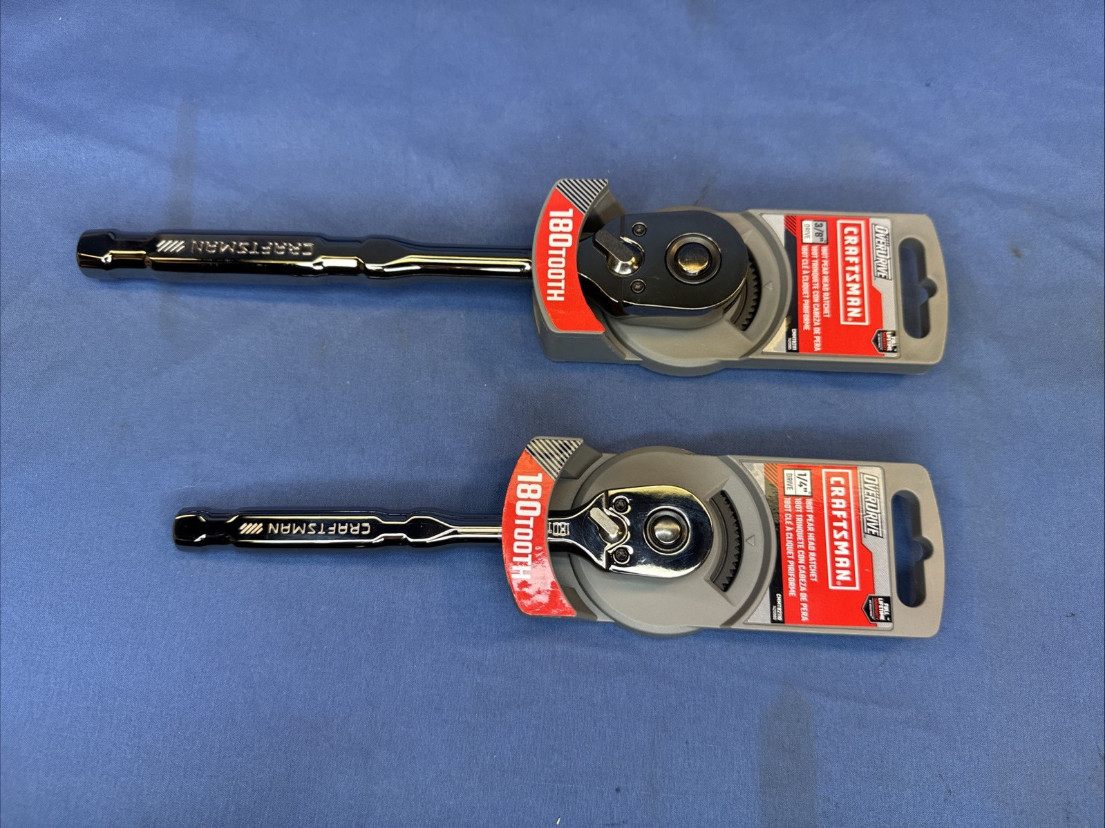 New Craftsman 2 pc. 180 Tooth Overdrive Ratchet Set 3/8″ & 1/4″ Drive~ Gun Metal