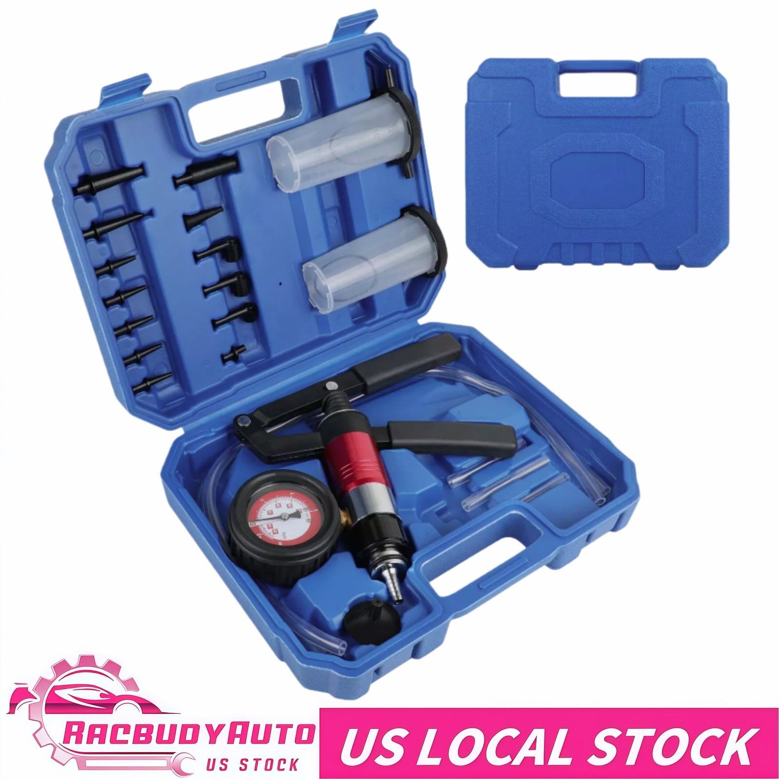 23PCS Hand Held Vacuum and Pressure Pump Tester Tool with Box Brake Bleeder Kit
