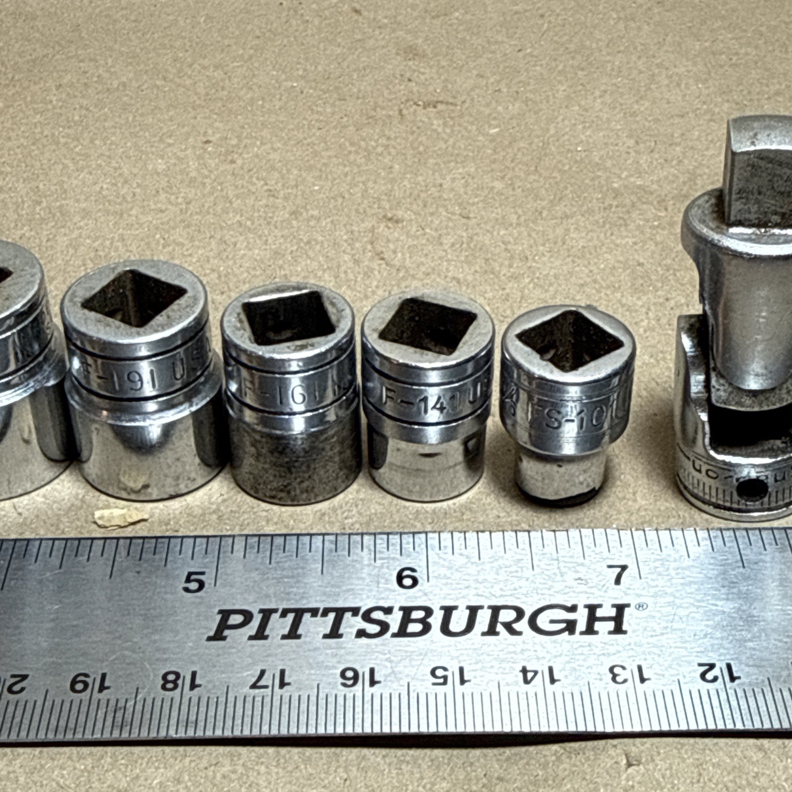 Lot 9 Snap On Sockets 3/8″ Drive Plus Swivel F-281 Through F-141,FS-101