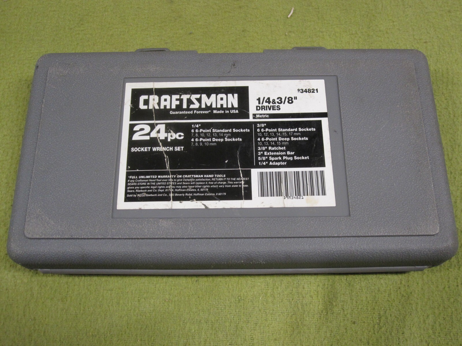Vintage Craftsman 3/8″ Drive 24pc SAE 6pt Socket Ratchet Set 34821 Made in USA