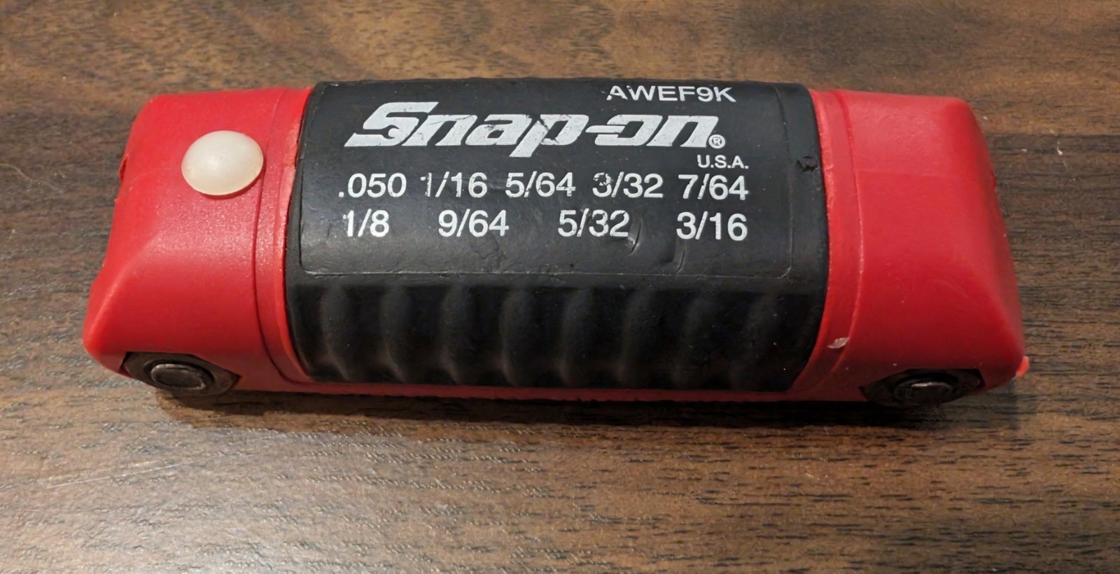 NOS. AWEF9K Snap-On Hex Wrench Inch Size Tool Sizes .050 Mm To 3/16 In