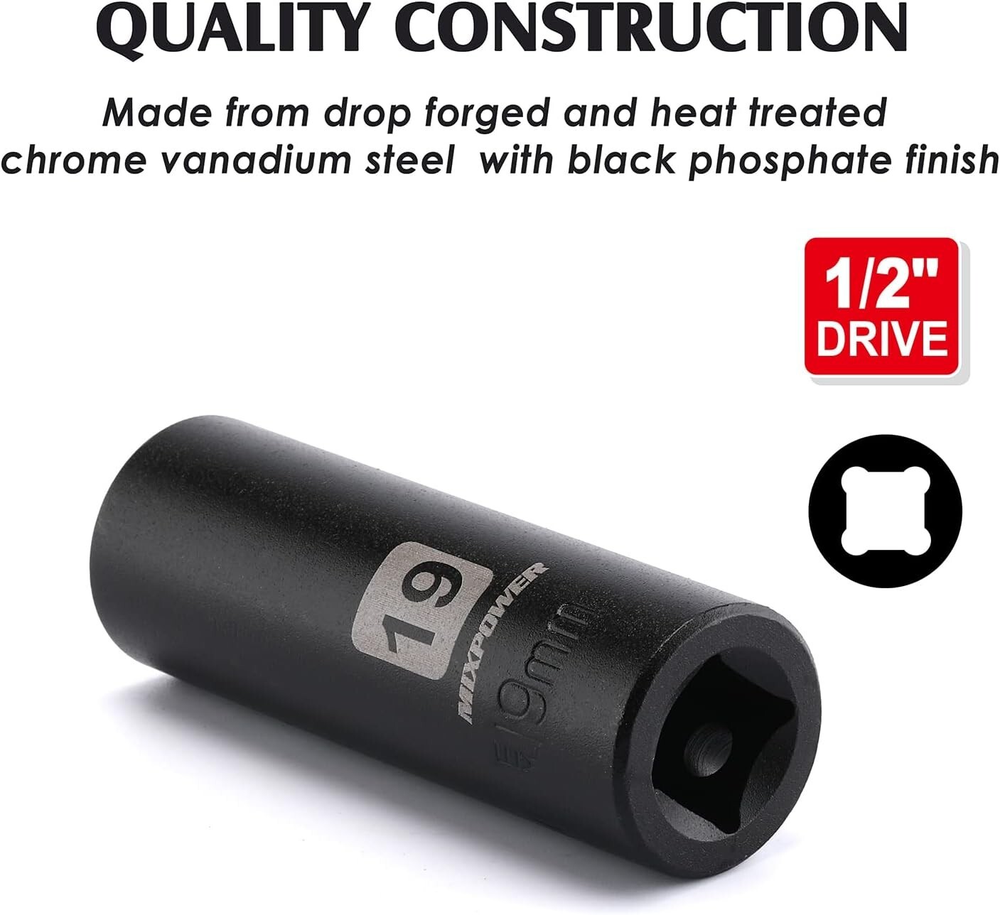 19mm Corrosion-Resistant 6-Point Impact Socket – Professional Quality Guarantee