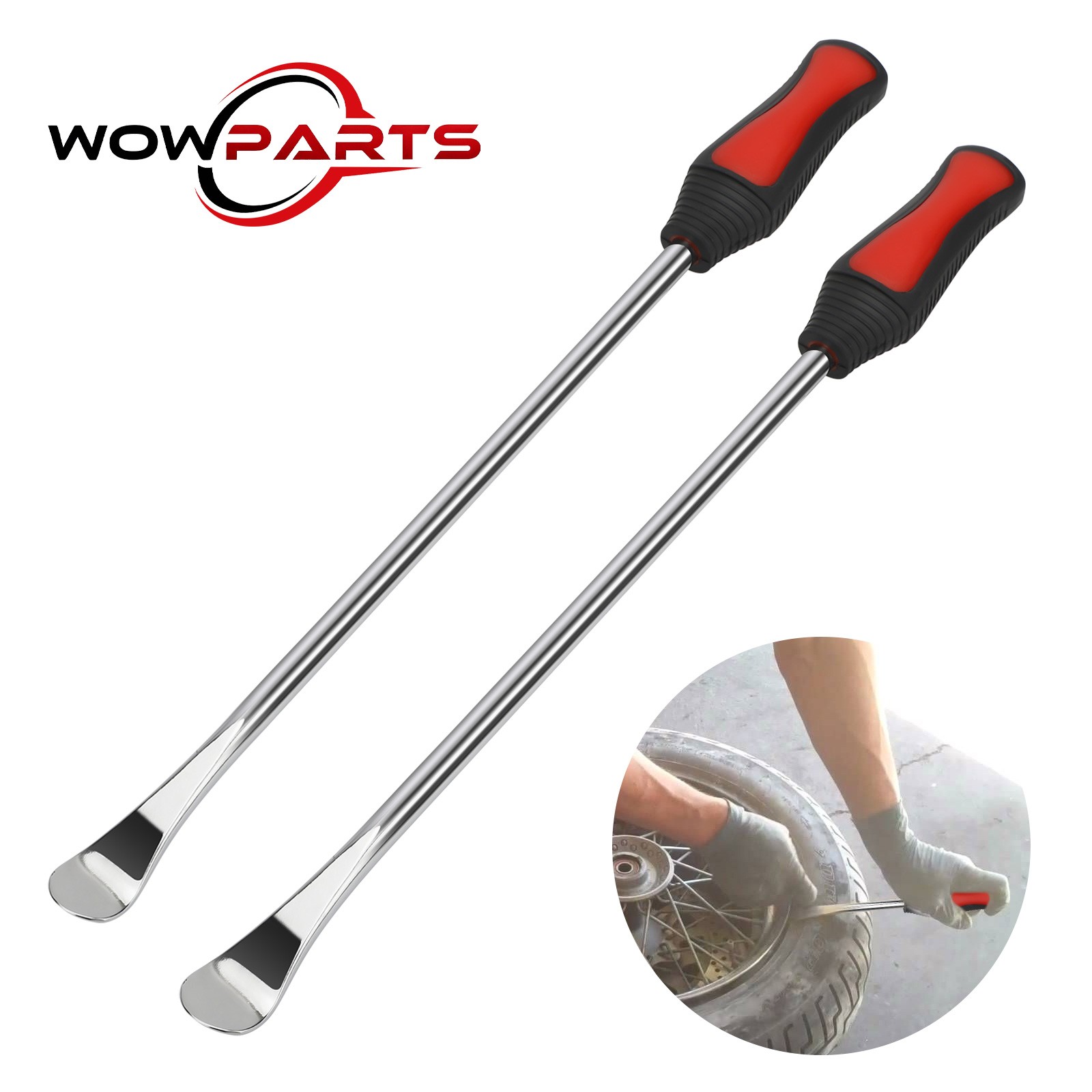 2Pcs 14.5″ Steel Tire Iron Spoons Lever Bar Kit Motorcycle Bike Tyre Repair Tool