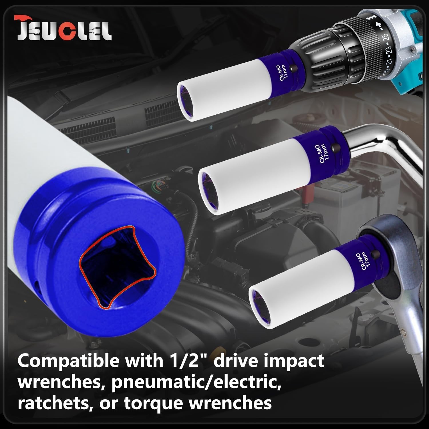 17mm Impact Socket, 1/2″ Drive Wheel Protector, Thin Wall Deep Socket