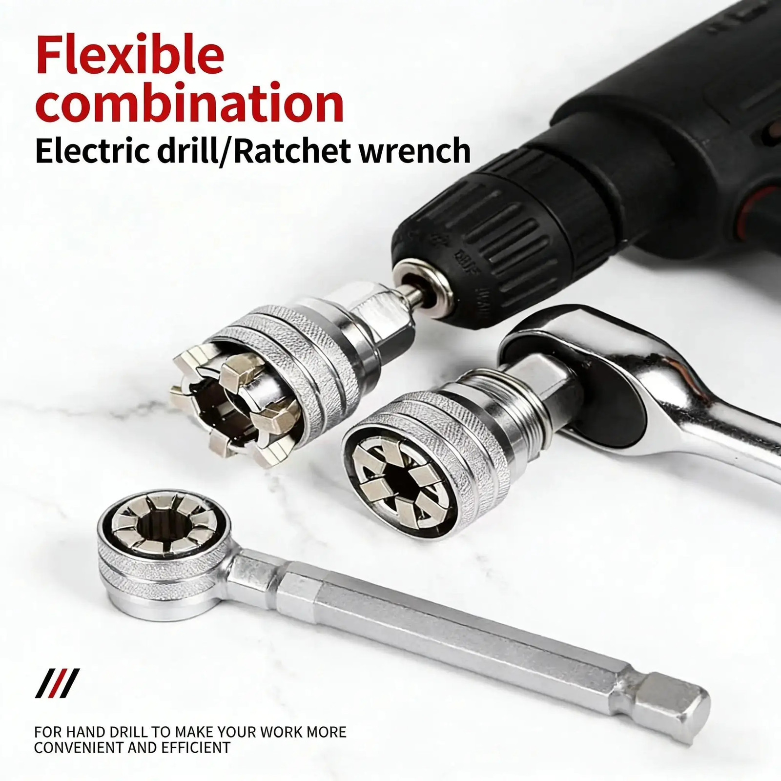 Drill Adapter 3/8″ Drive Universal Ratchet Socket Wrench Auto Repair Tool