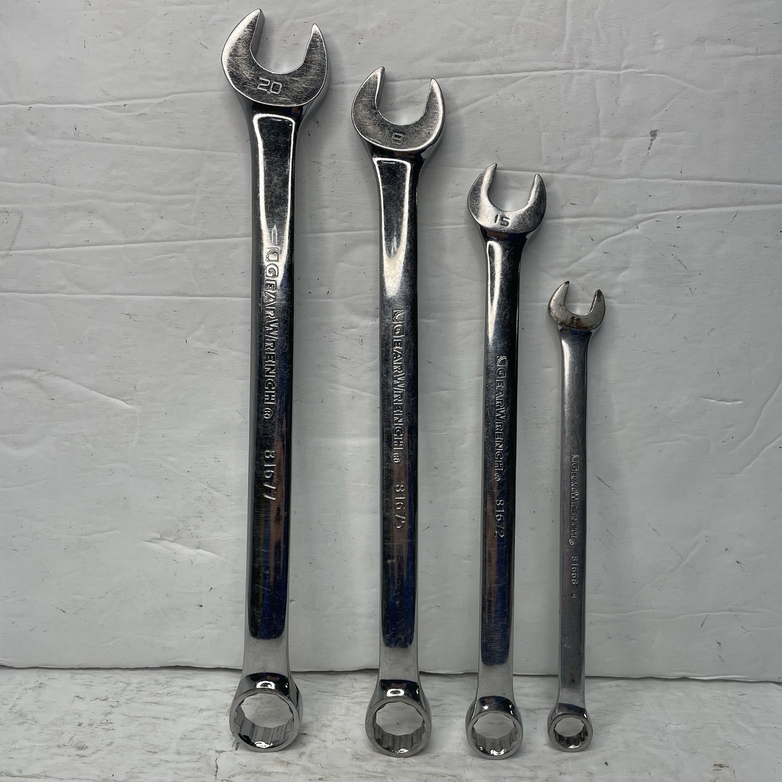 Gearwrench Wrench Set (4) – 20mm, 18mm, 15mm, 11mm – Models 81677–81668 – Used