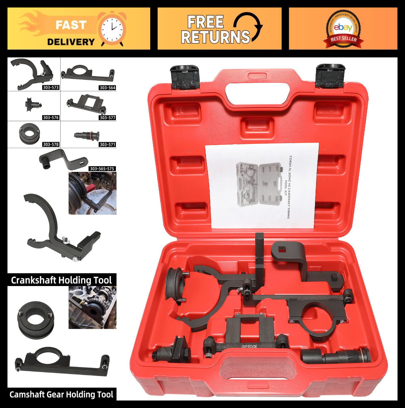 Camshaft Timing Tool Kit for Ford Land Rover Mazda 4.0L SOHC V6 – 8 Pieces