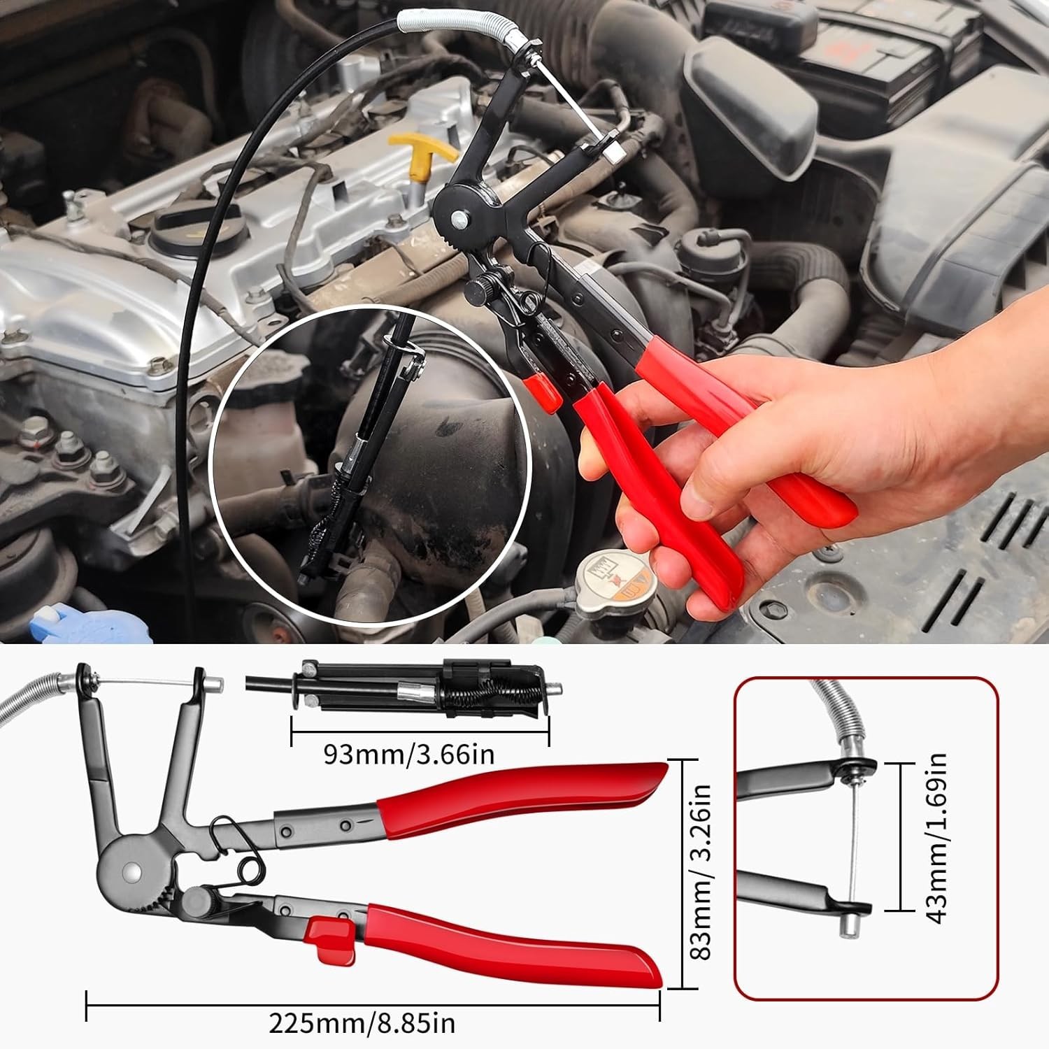 4PCS Hose Clamp Pliers Set – Includes 27″ Long Wire Spring Plier, Clic-R Typ…