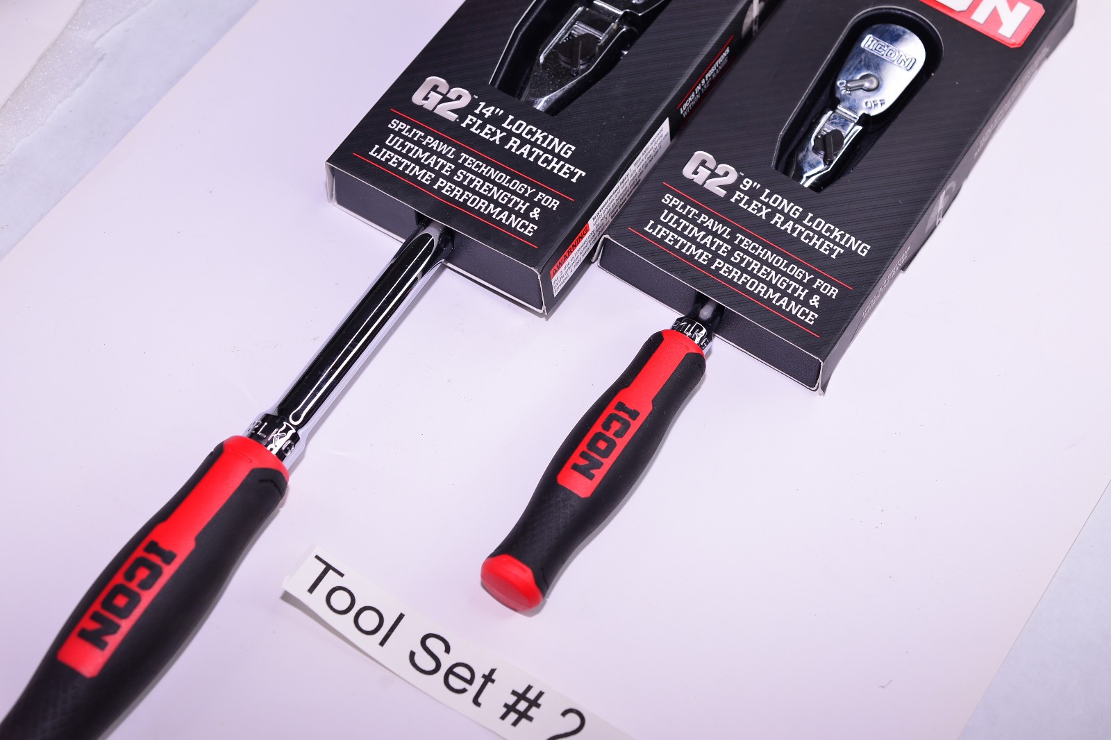 ICON R2LKG & R1LKG 3/8 & 1/4″ DRIVE G2 (GEN 2) LOCKING FLEX HEAD RATCHET SET