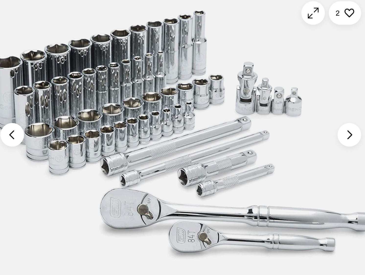 GEARWRENCH 53 Piece 1/4″, 3/8″ Metric 6 Point SAE Standard & Deep Sockets 89091