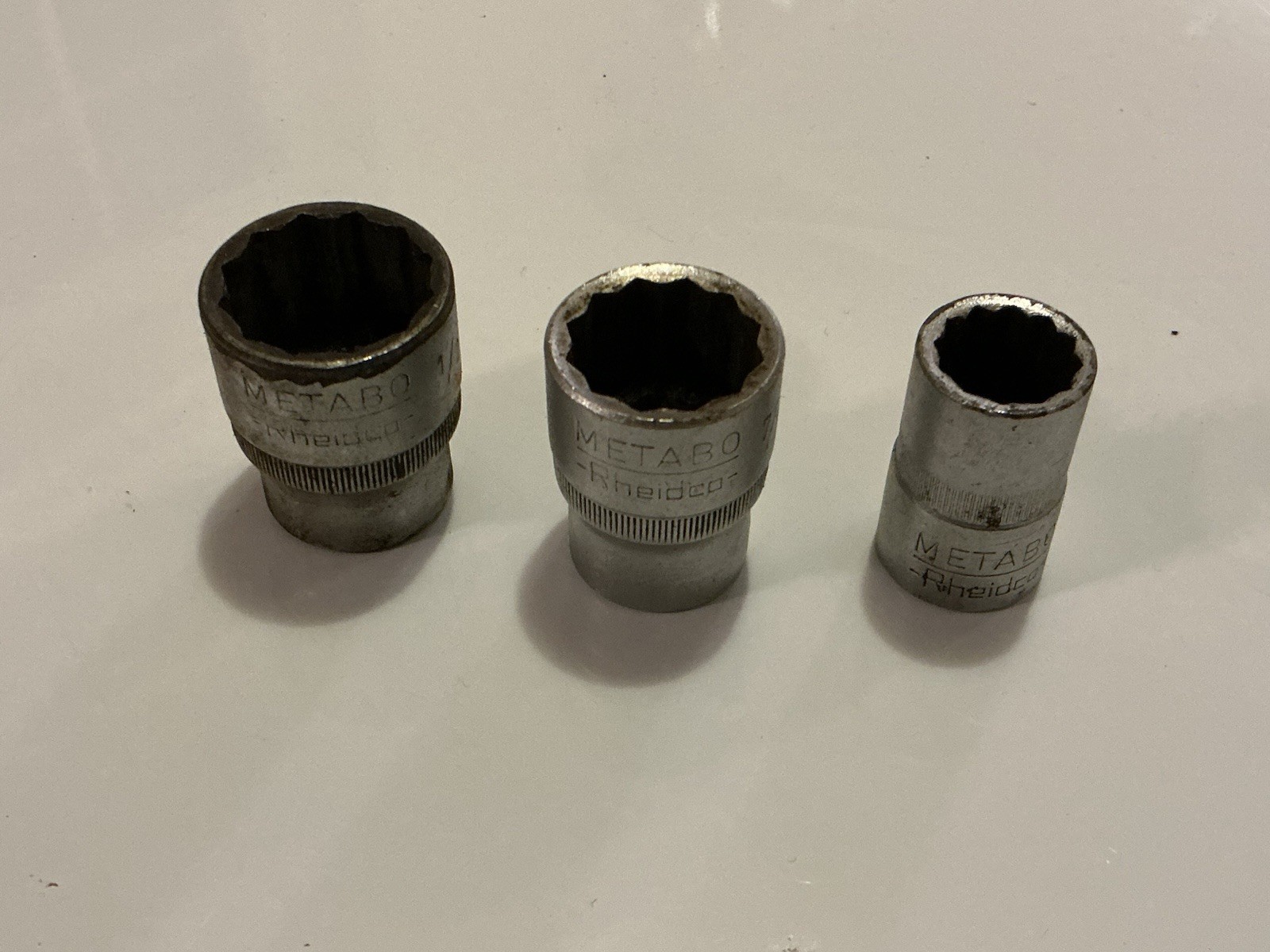 Vintage Rheidco Metabo 5/16 , 7/16 & 1/2 BSW sockets made in Germany tools