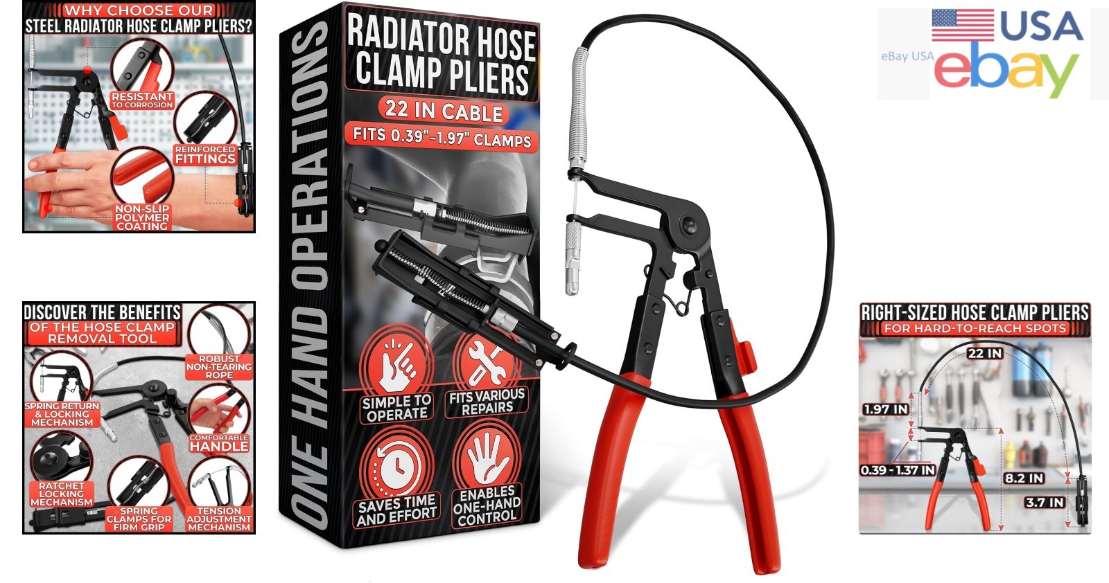 Corrosion-Resistant Hose Clamp Tool with Flexible Cable Access for Tight Spots