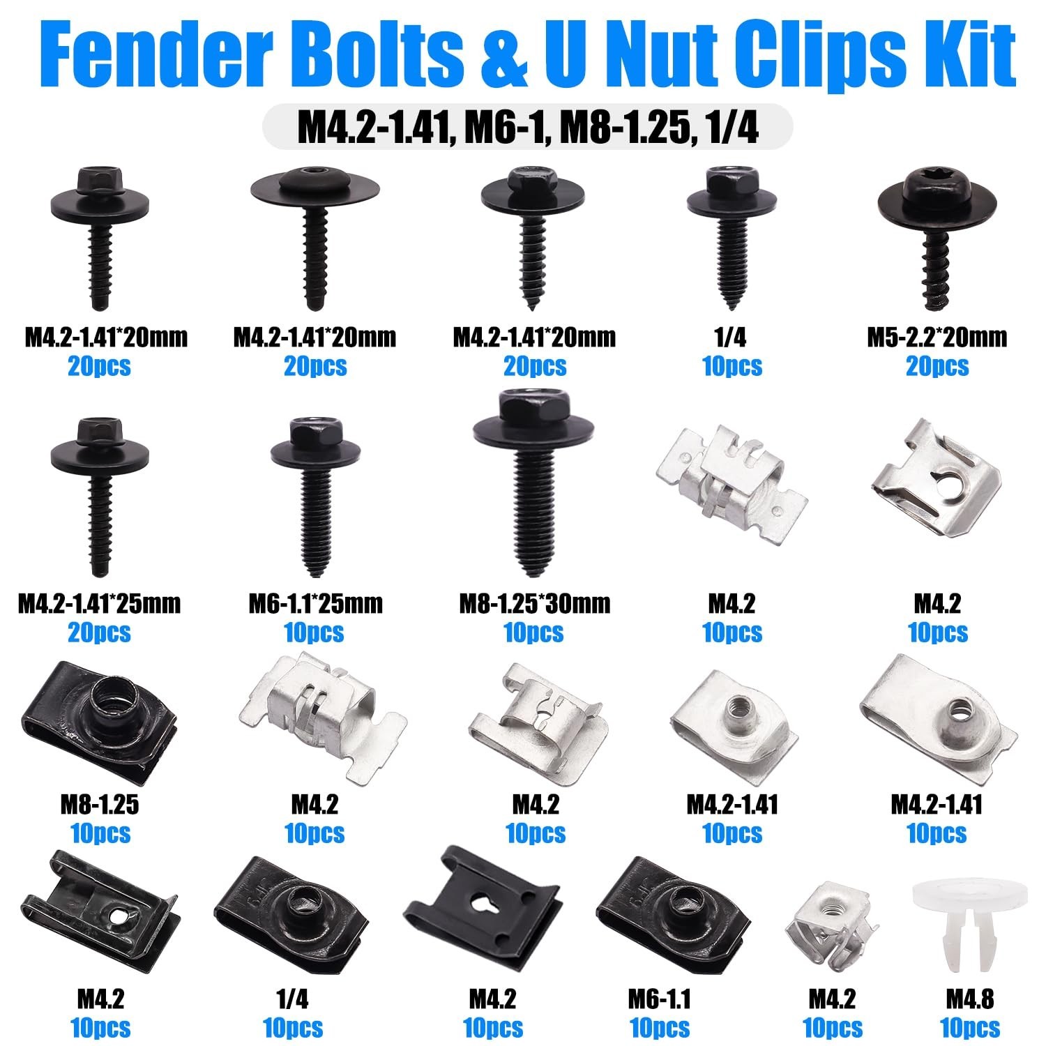 260Pcs Automotive Body Clips & Fasteners Kit, 21 Sizes Fender & Bumper Bolts
