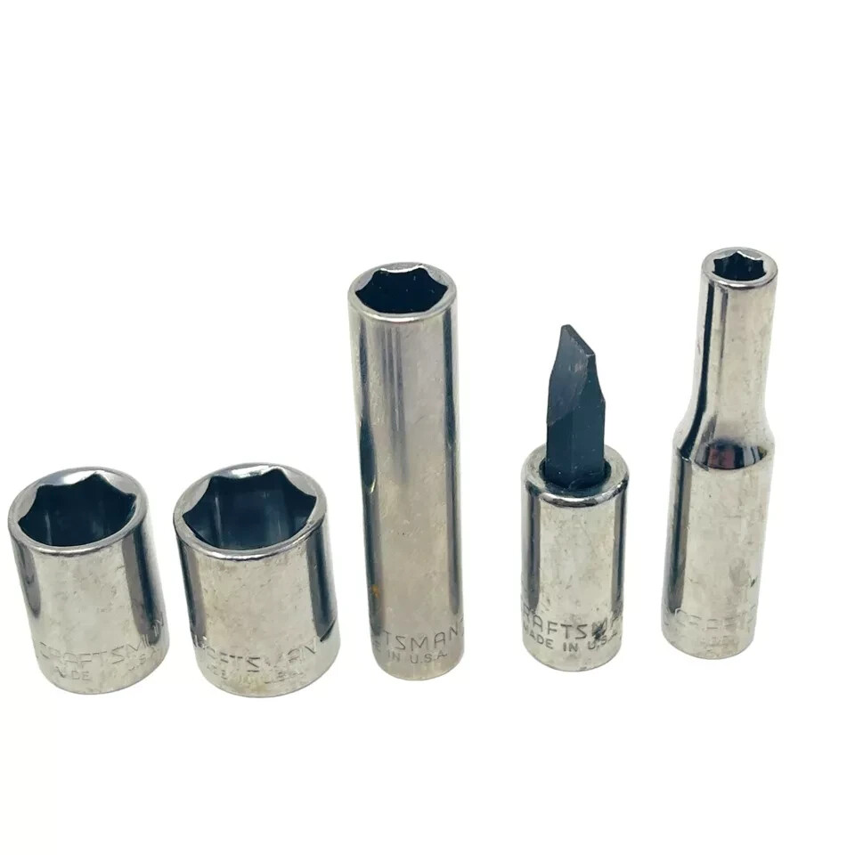 12 Pcs Craftsman 9/16 7/16 1/2 5/16 1/4 7/32 3/16 in Socket Set, Made in USA