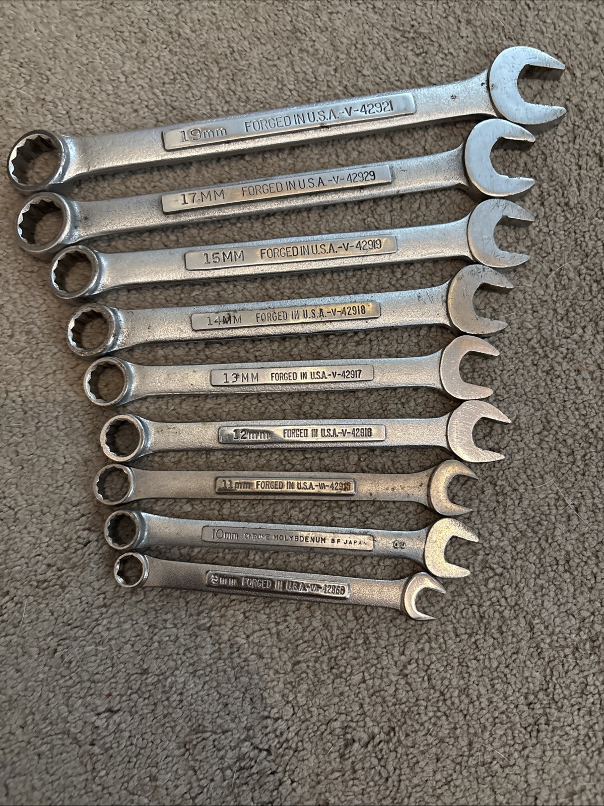 Vintage Craftsman 9pc. Metric Combination Wrench Set 9mm-19mm. NO 18mm Or 16mm
