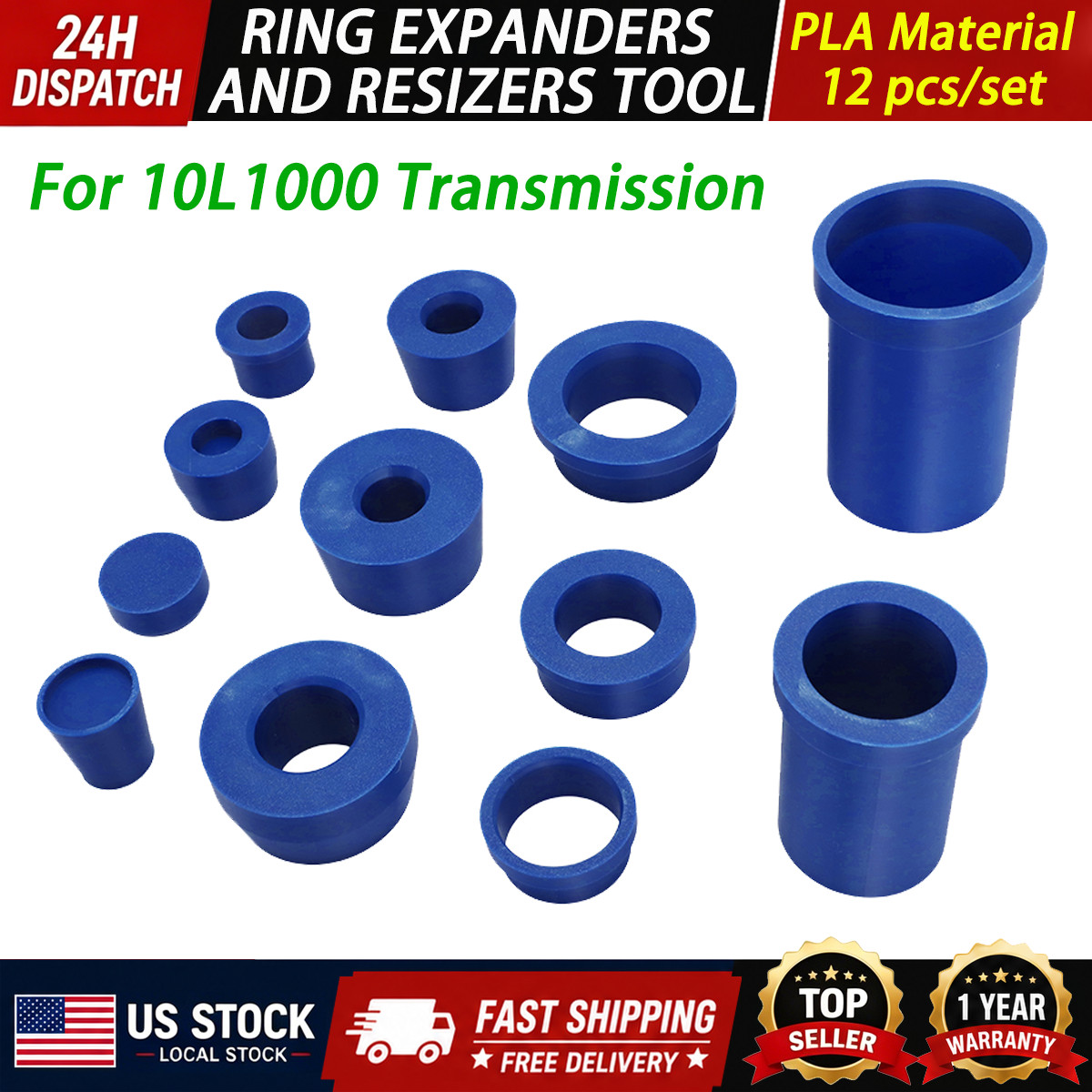 12pcs For GM 10L1000 Transmission Tool Kit, Complete Ring Expander & Resizer Set