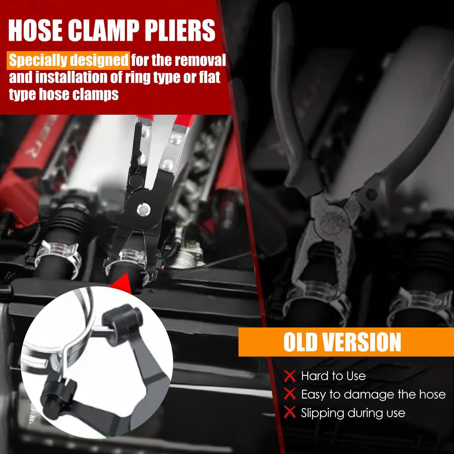 6Pcs Professional Fuel Line Pliers Set Hose Clamp Pliers Electrical Disconnect