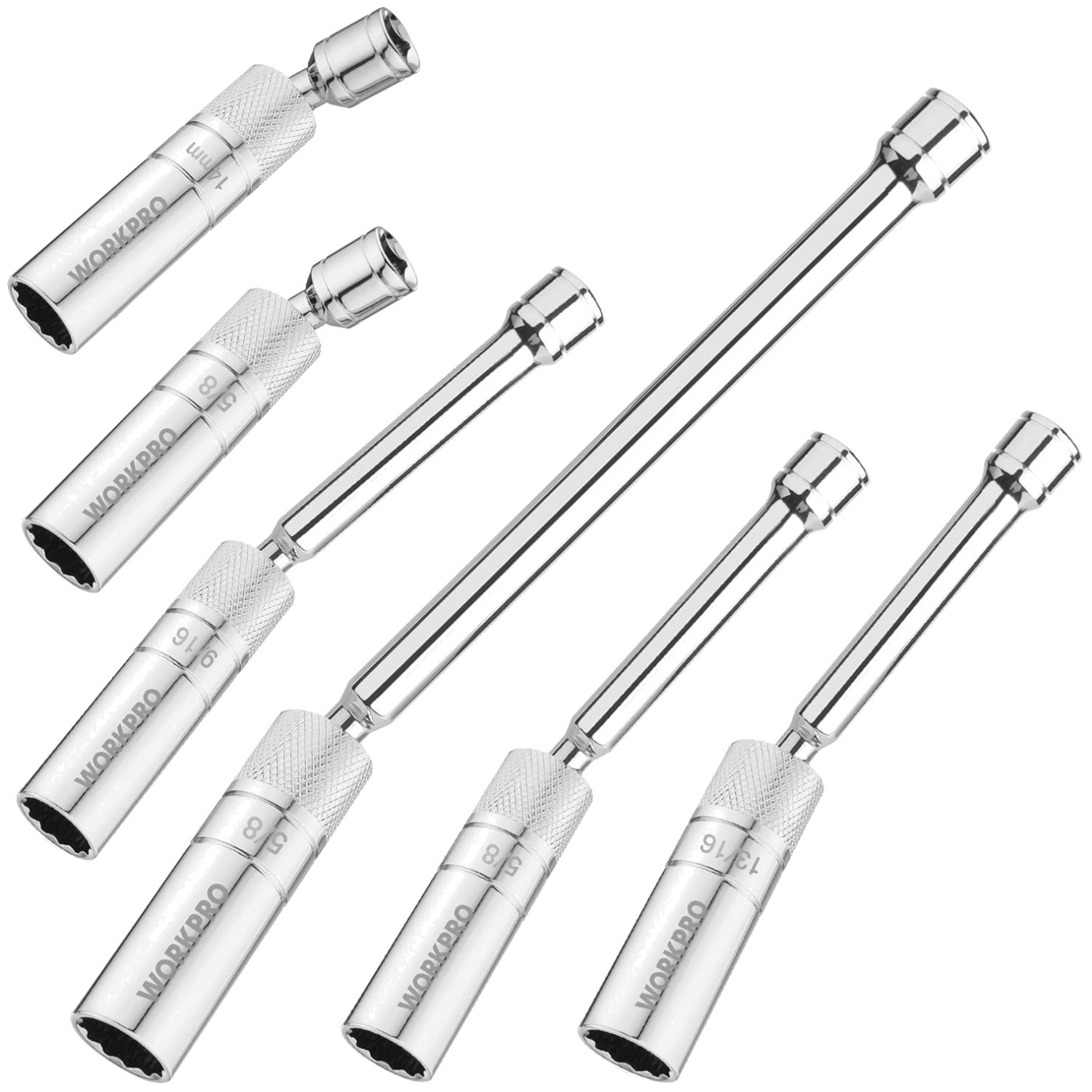6 PC Spark Plug Socket Set, Magnetic Swivel Sockets