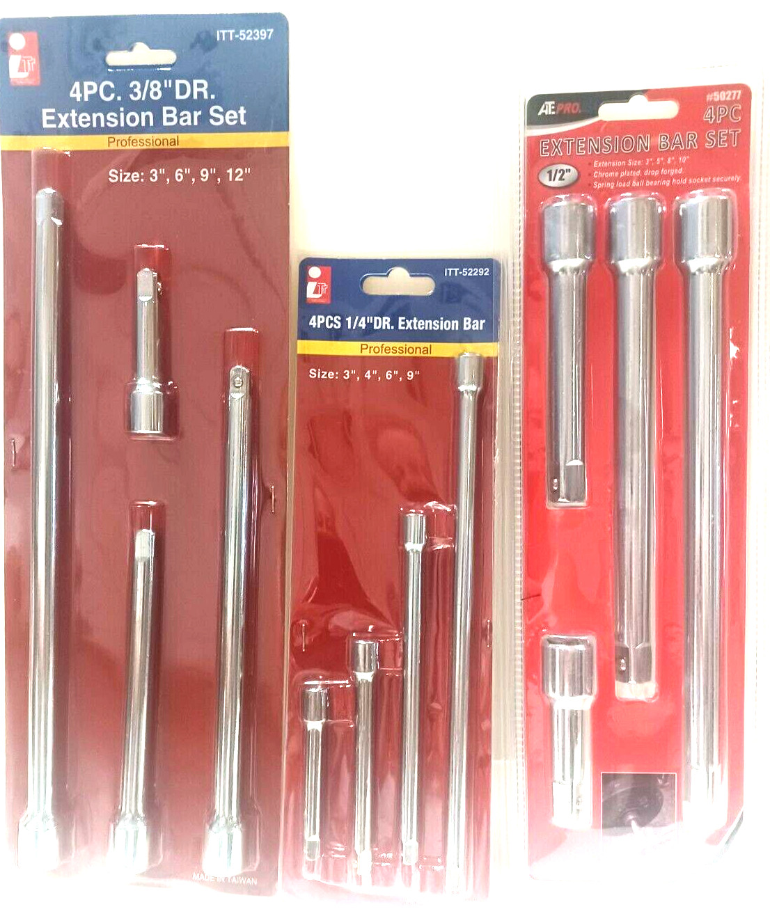 EXTENSION BARS 12pc 1/4″ INCH, 3/8″ INCH,1/2″ INCH DRIVE Extension Bar Set