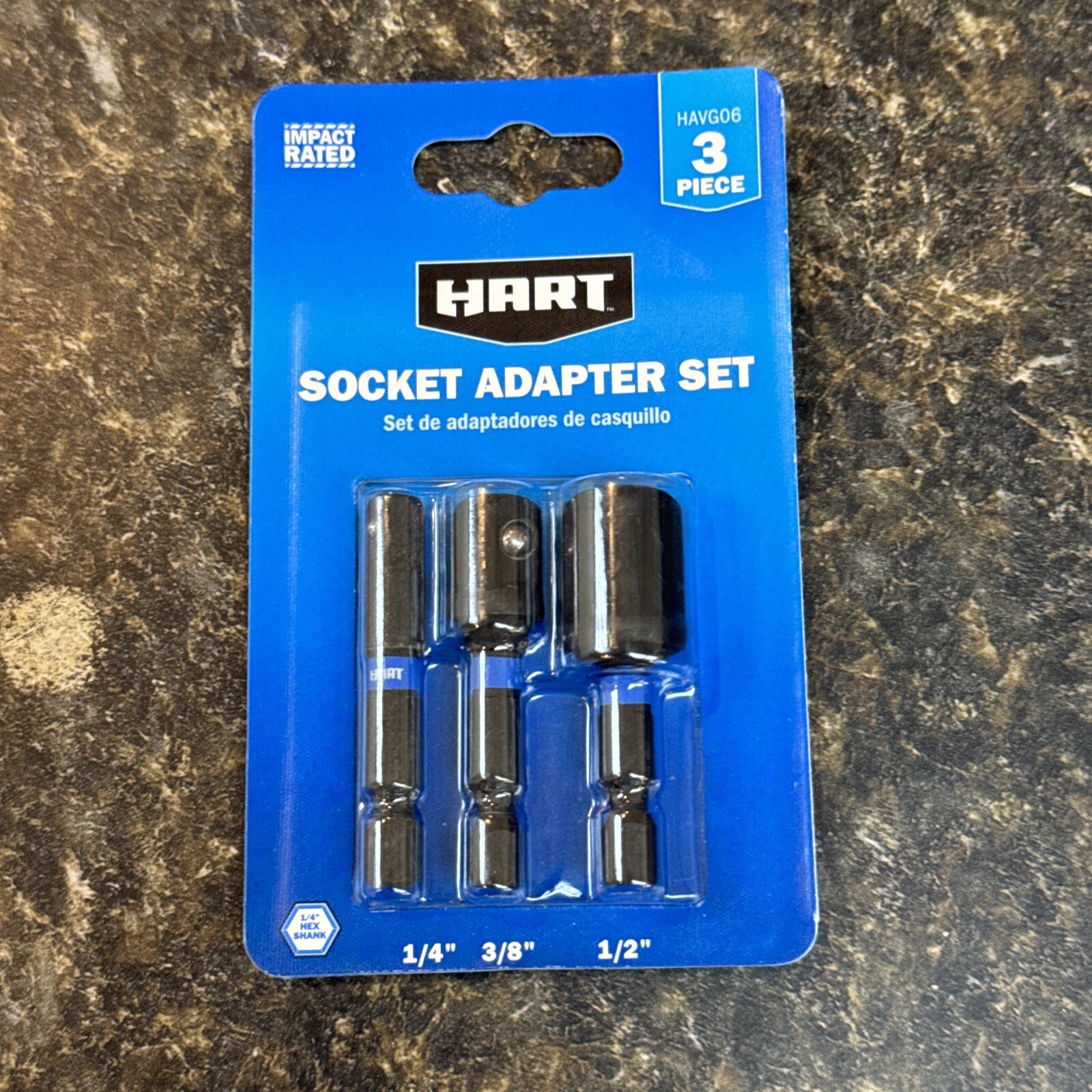 3-Piece Socket Adapter Set, 1/4-inch, 3/8-inch, 1/2-inch. Hart Brand