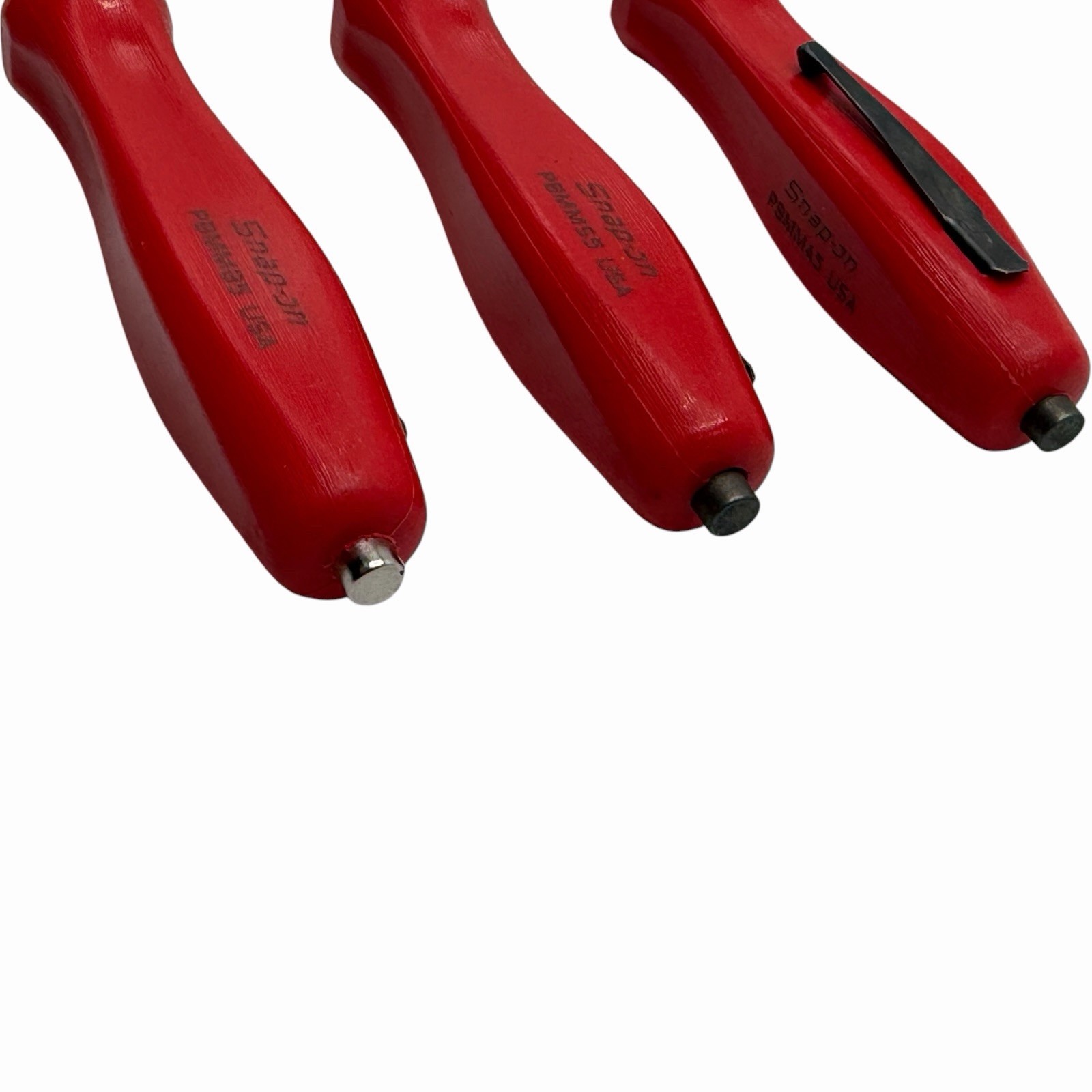 Snap On Tools Mini Magnetic Pocket Pry Bar Set 3 piece Red 5 inch Bent 90