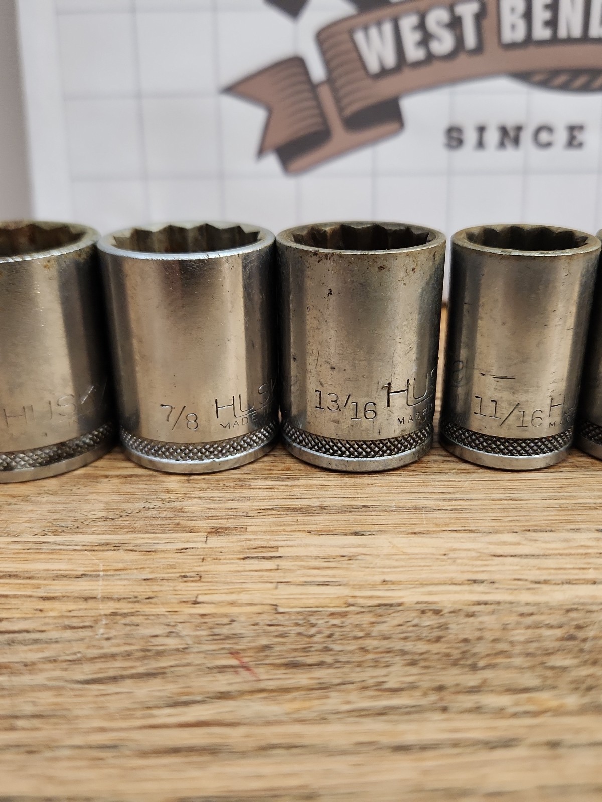 Vintage H Underline Husky 1/2″ Drive Socket Set Made In USA 9 Pieces