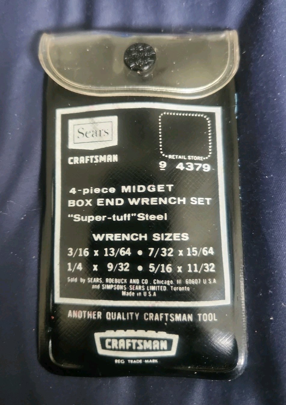 Vintage Sears Craftsman 4pc Midget BoxEnd Wrench Set SAE 4379 Original V Series